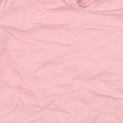 H&M Girls Pink  100% Cotton Jersey T-Shirt Size 6-9 Months Round Neck Button - Love is our power