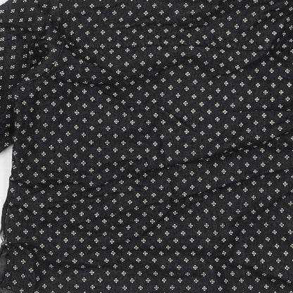 Brand and care label for Hero Stars boys’ black geometric cotton basic button-up, size 6-9, months high neck button