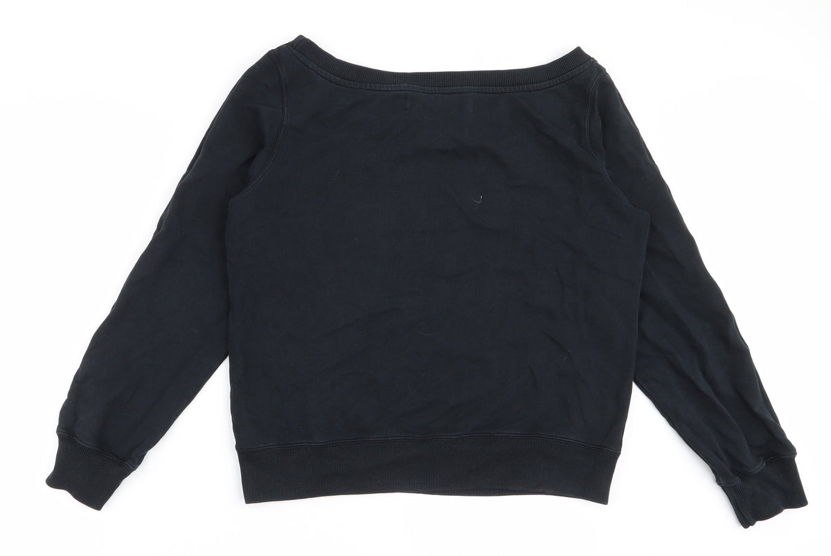 Back view of Aem Kei women’s black 100% cotton pullover sweatshirt, size L, pullover