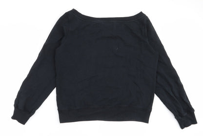Back view of Aem Kei women’s black 100% cotton pullover sweatshirt, size L, pullover