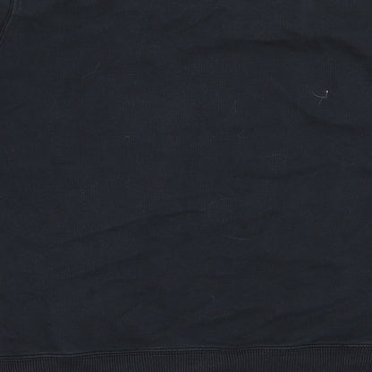 Brand and care label for Aem Kei women’s black 100% cotton pullover sweatshirt, size L, pullover