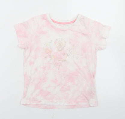 Primark Girls Pink  Cotton Basic T-Shirt Size 7-8 Years Crew Neck  - Shells, Tie Dye