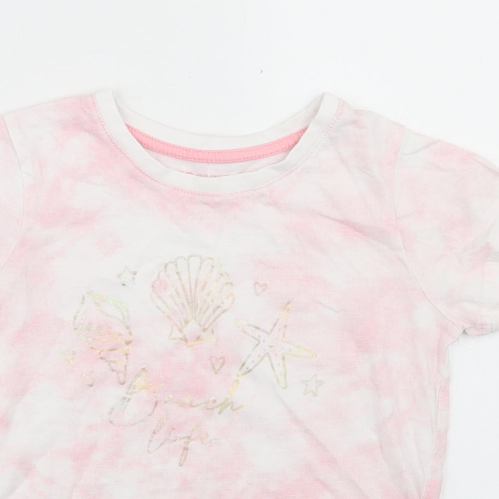 Primark Girls Pink  Cotton Basic T-Shirt Size 7-8 Years Crew Neck  - Shells, Tie Dye