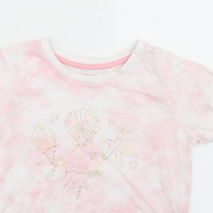 Primark Girls Pink  Cotton Basic T-Shirt Size 7-8 Years Crew Neck  - Shells, Tie Dye