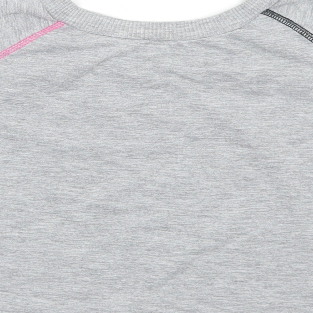 Dunnes Stores Girls Grey  Polyester Cropped T-Shirt Size 10 Years Crew Neck  - Love