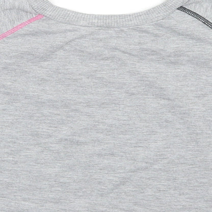 Dunnes Stores Girls Grey  Polyester Cropped T-Shirt Size 10 Years Crew Neck  - Love