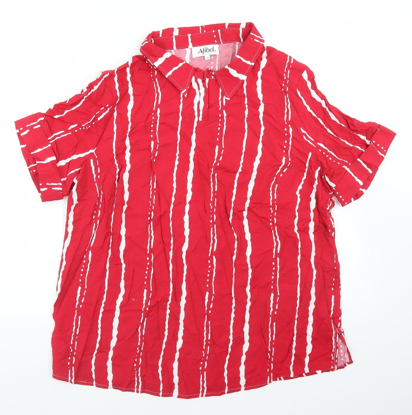 Womens UK Size 18 Afibel Red Basic Blouse
