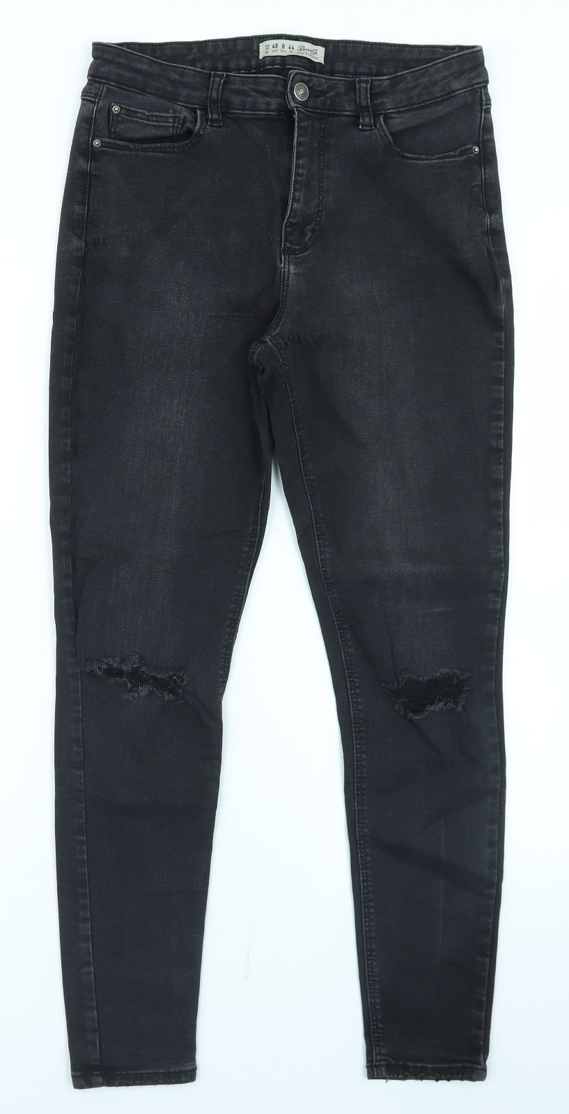 Denim Co Womens Black  Cotton Skinny Jeans Size 12 L26 in Regular Button