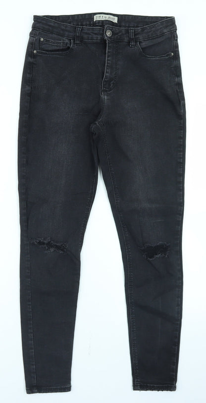 Denim Co Womens Black  Cotton Skinny Jeans Size 12 L26 in Regular Button