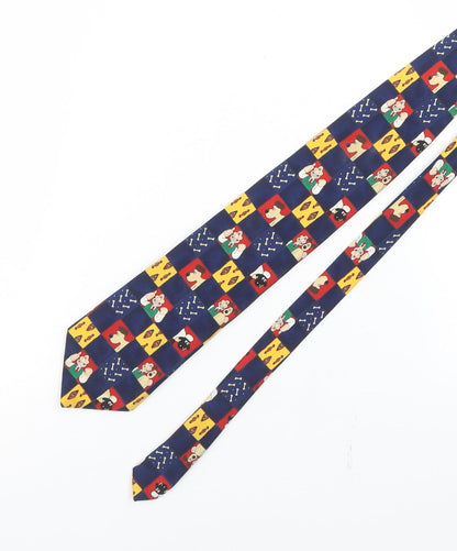 Marks and Spencer Mens Blue Geometric Polyester Pointed Tie One Size - Wallace And Gromit
