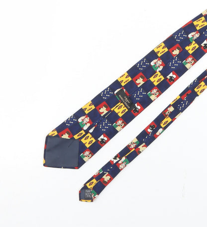 Marks and Spencer Mens Blue Geometric Polyester Pointed Tie One Size - Wallace And Gromit