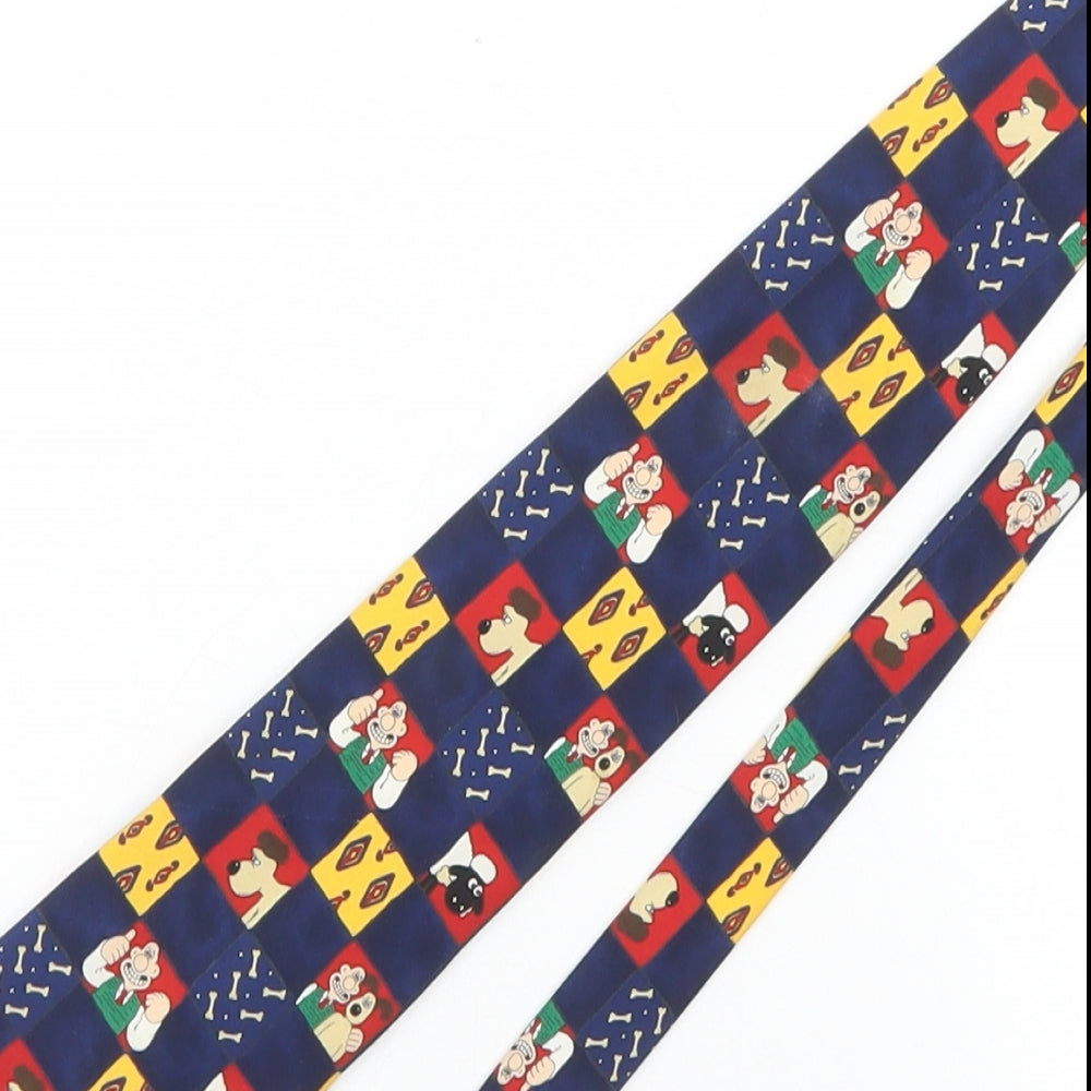 Marks and Spencer Mens Blue Geometric Polyester Pointed Tie One Size - Wallace And Gromit
