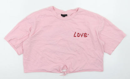 Womens UK Size  Topshop Pink Cropped T-Shirt