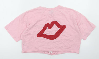Womens UK Size  Topshop Pink Cropped T-Shirt