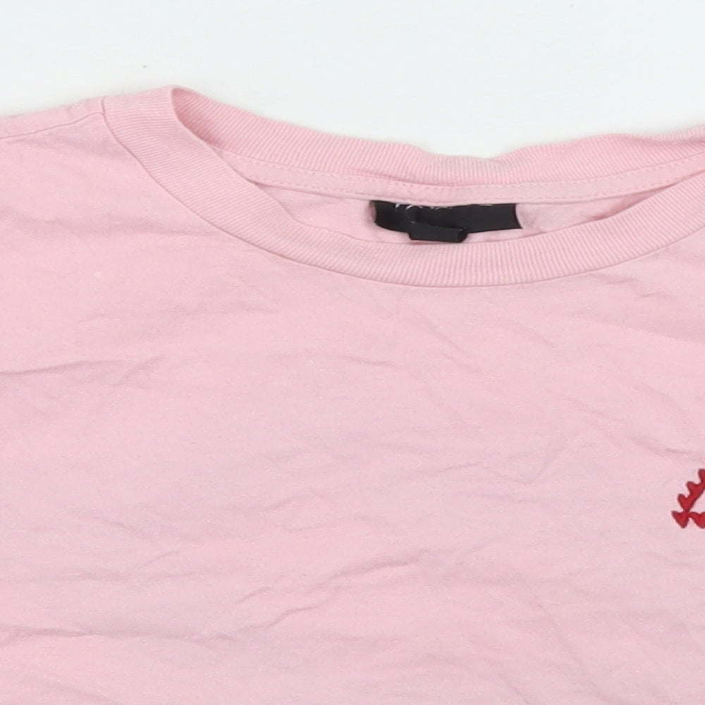 Womens UK Size  Topshop Pink Cropped T-Shirt