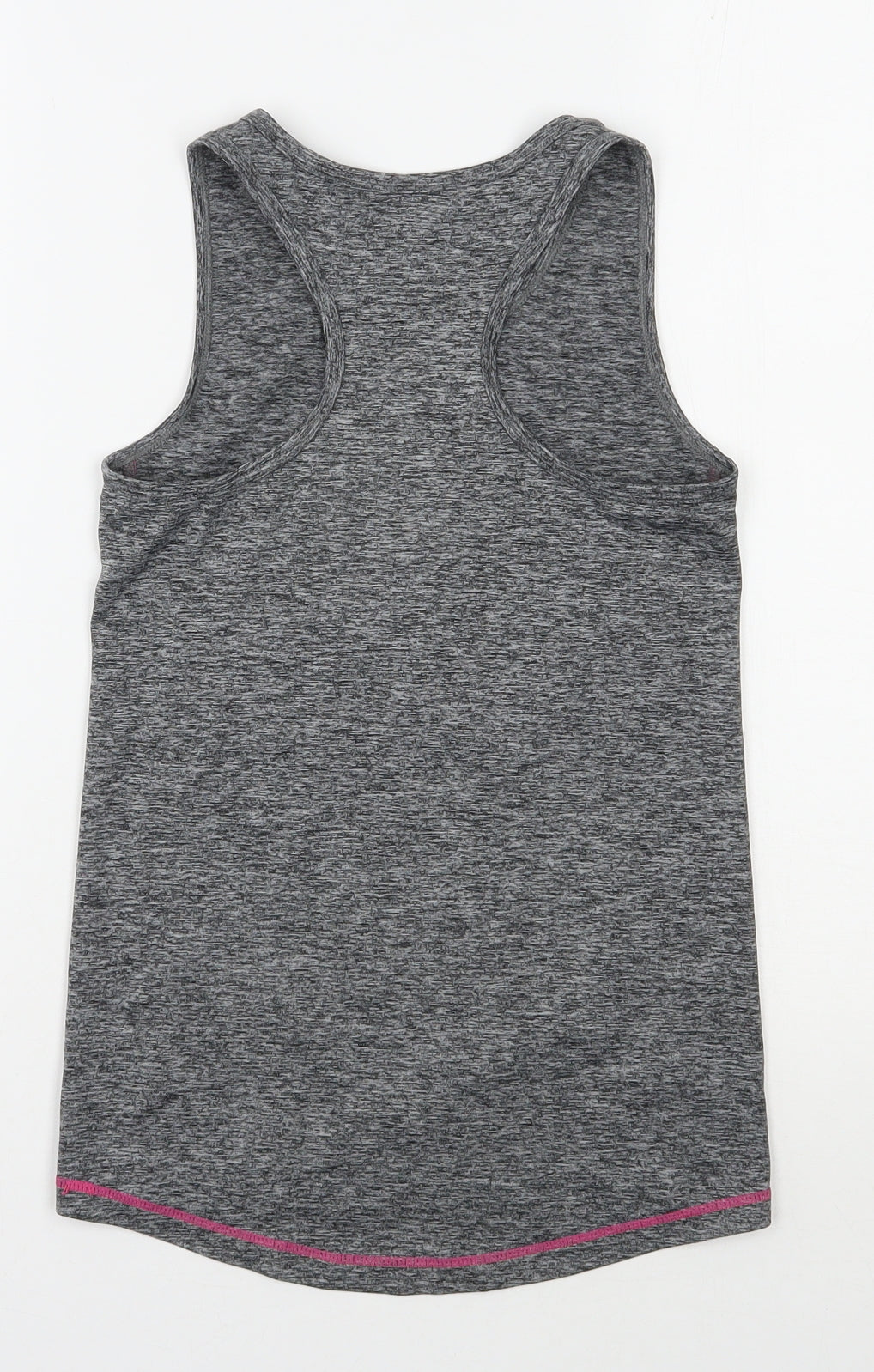 Back view of Next girls’ grey polyester jersey tank, size 9, years scoop neck pullover