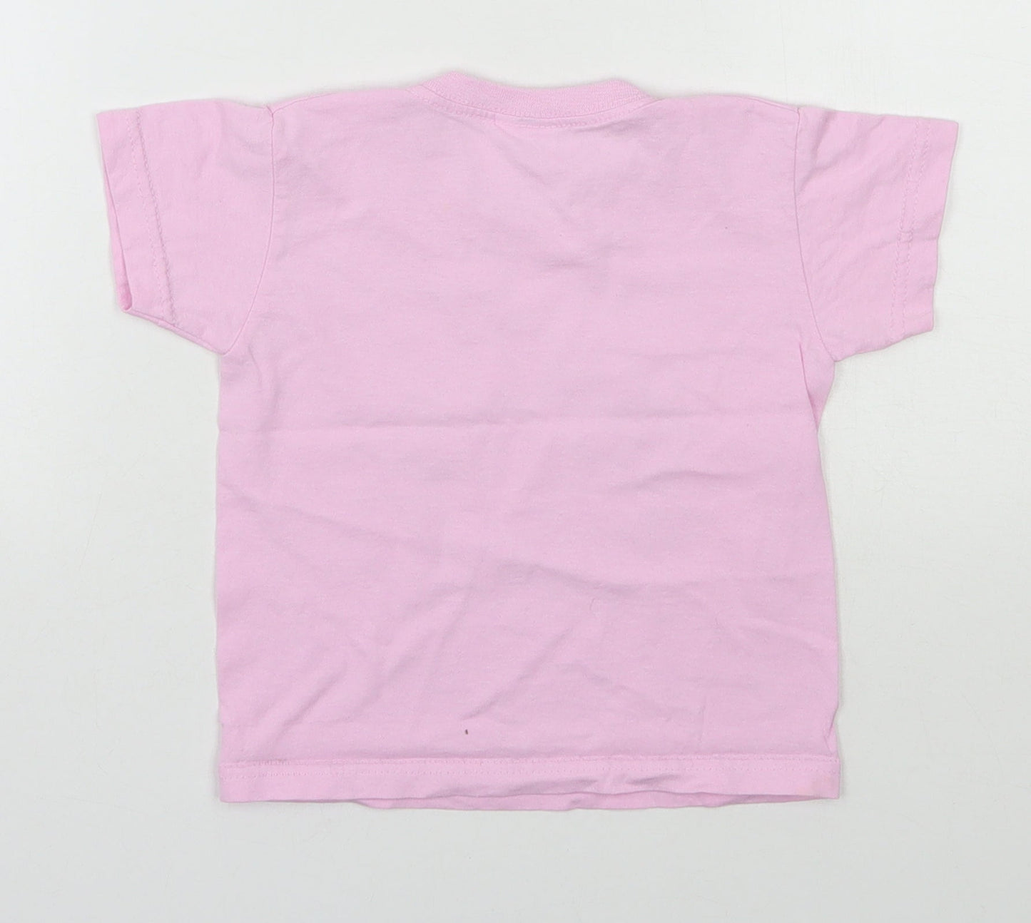 Fruit of the Loom Girls Pink  100% Cotton Basic T-Shirt Size 12-18 Months Round Neck Pullover - London, Butterflies