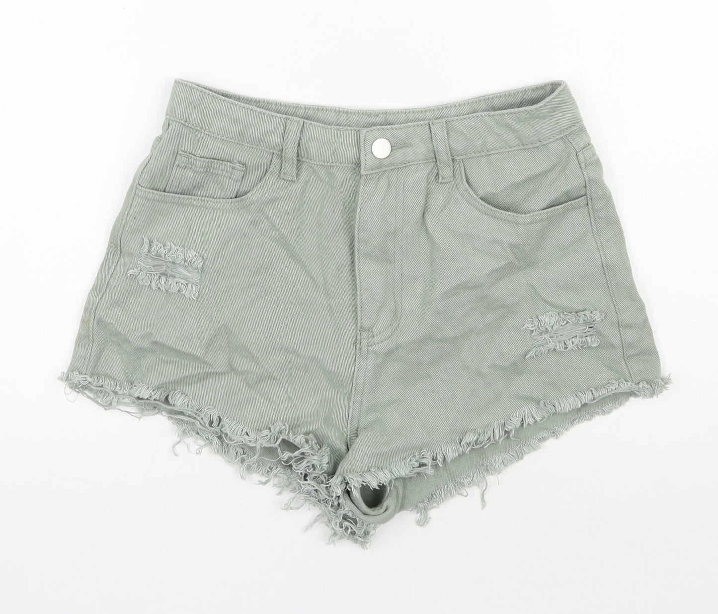 SheIn Womens Green  Cotton Hot Pants Shorts Size S L3 in Regular Zip