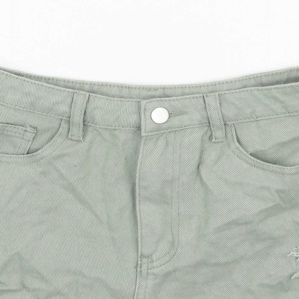 SheIn Womens Green  Cotton Hot Pants Shorts Size S L3 in Regular Zip