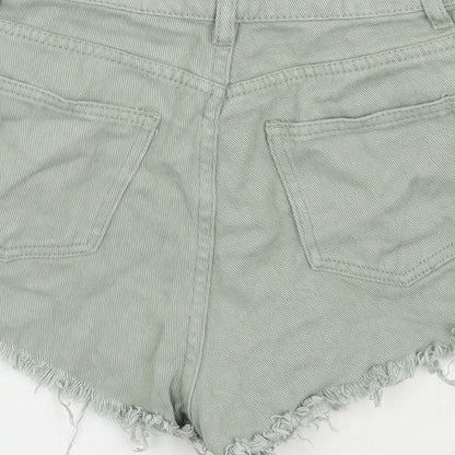 SheIn Womens Green  Cotton Hot Pants Shorts Size S L3 in Regular Zip