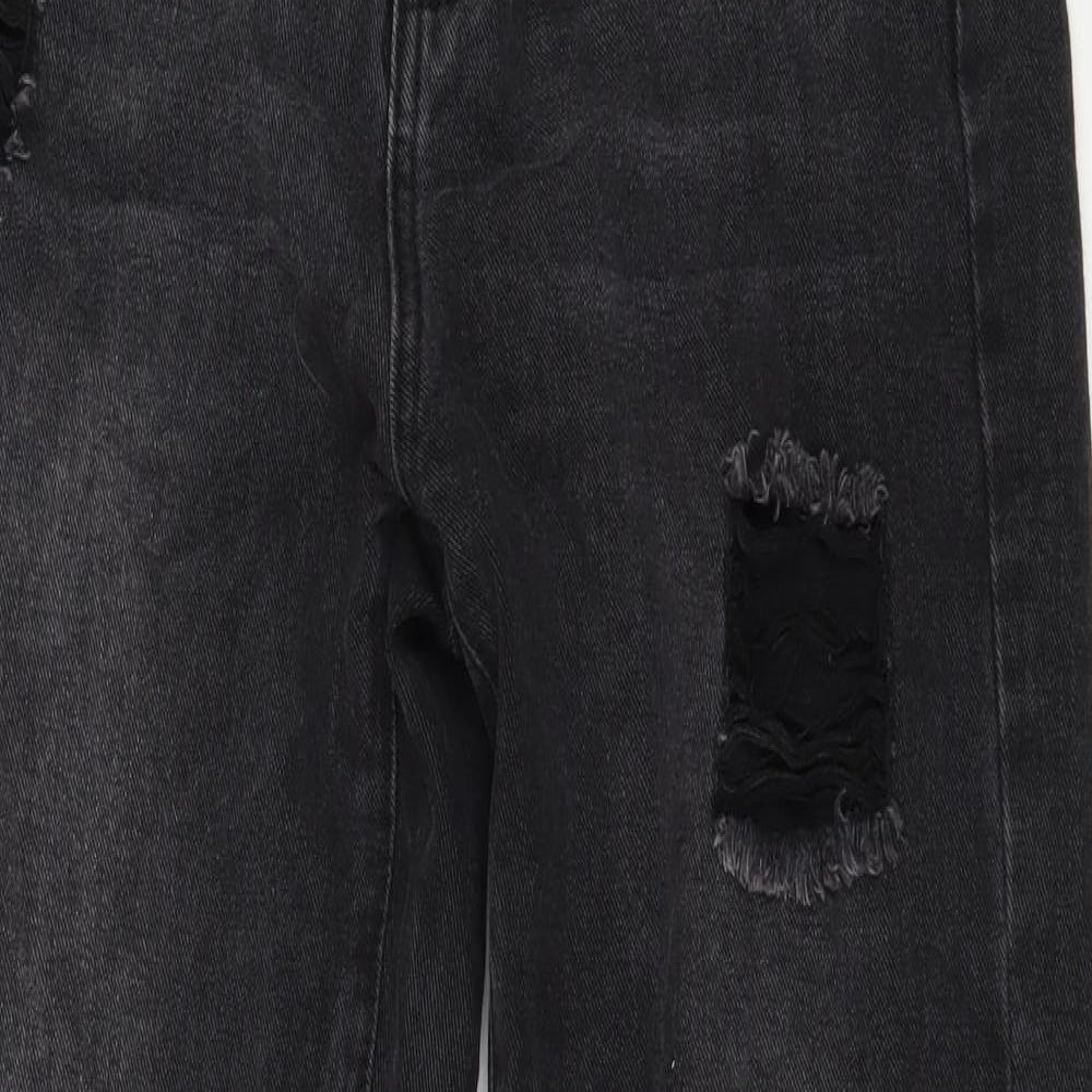 SheIn Womens Black  Cotton Mom Jeans Size S L30 in Regular Zip