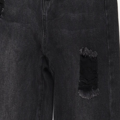 SheIn Womens Black  Cotton Mom Jeans Size S L30 in Regular Zip