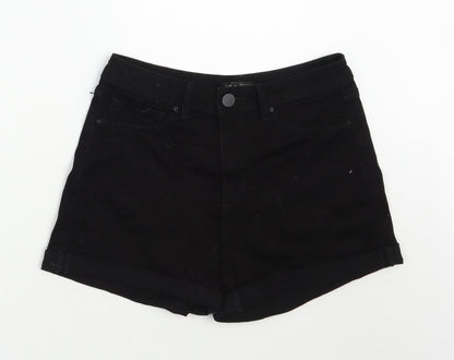 SheIn Womens Black  Cotton Mom Shorts Size 10 L3 in Regular Zip