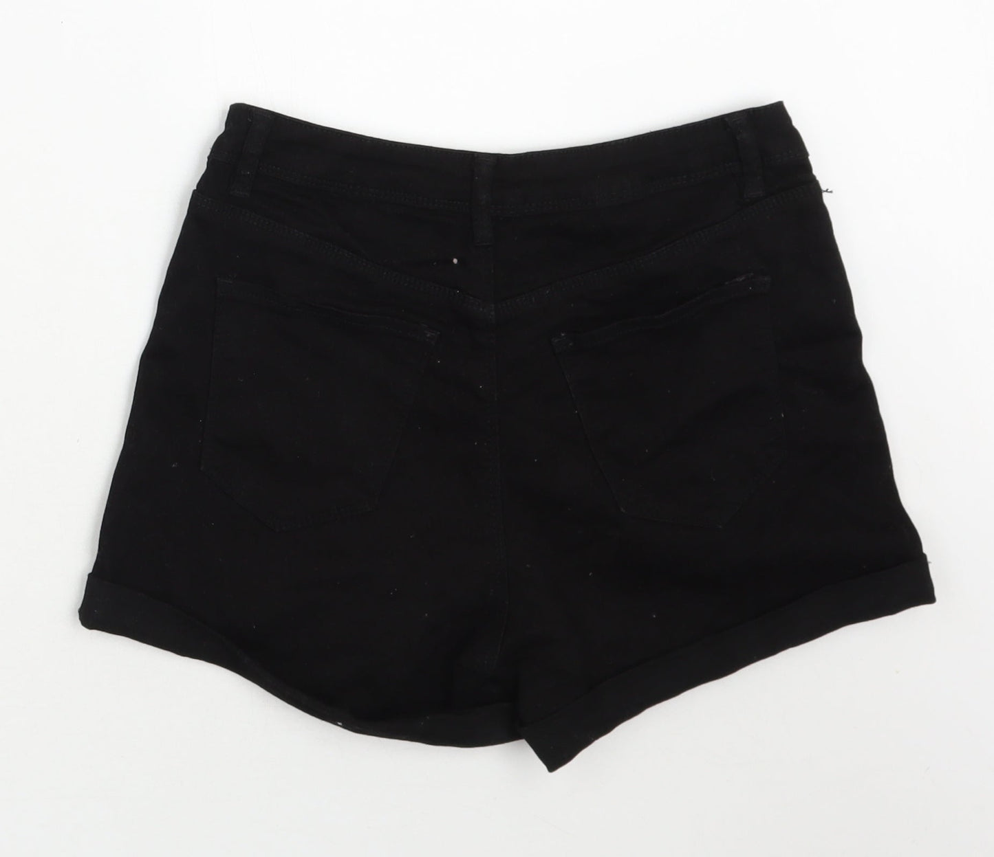 SheIn Womens Black  Cotton Mom Shorts Size 10 L3 in Regular Zip