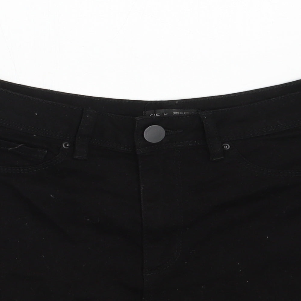 SheIn Womens Black  Cotton Mom Shorts Size 10 L3 in Regular Zip