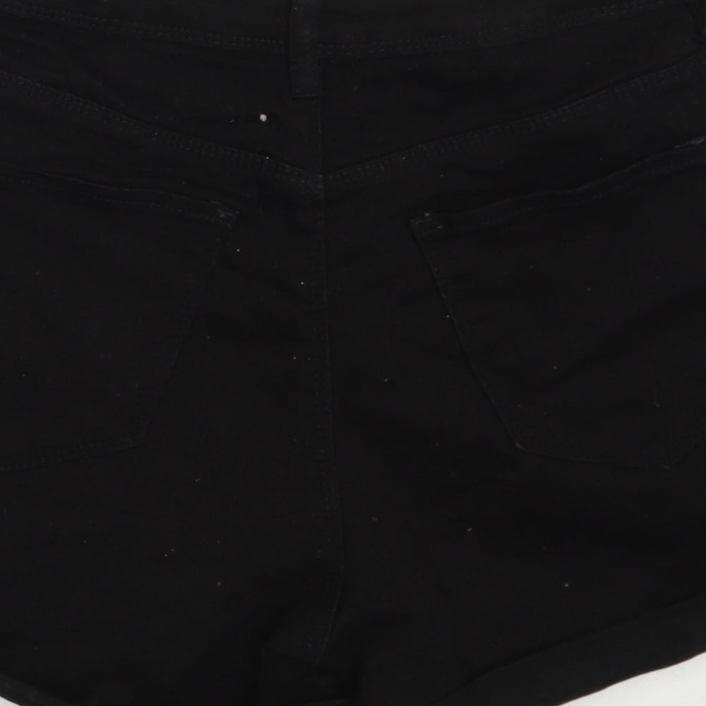 SheIn Womens Black  Cotton Mom Shorts Size 10 L3 in Regular Zip