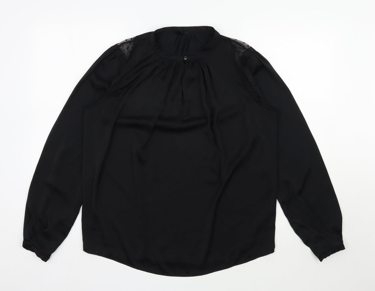 Womens UK Size L Preworn Black Basic Blouse