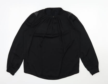 Womens UK Size L Preworn Black Basic Blouse