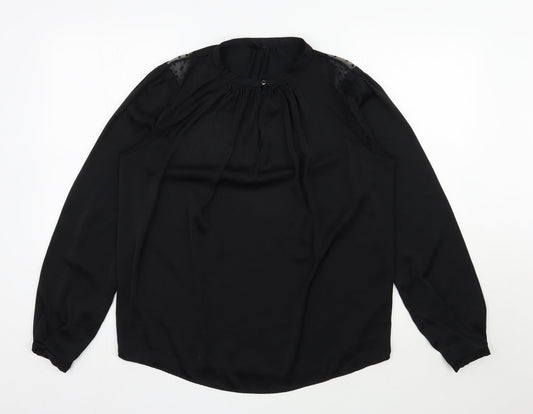 Womens UK Size L Preworn Black Basic Blouse