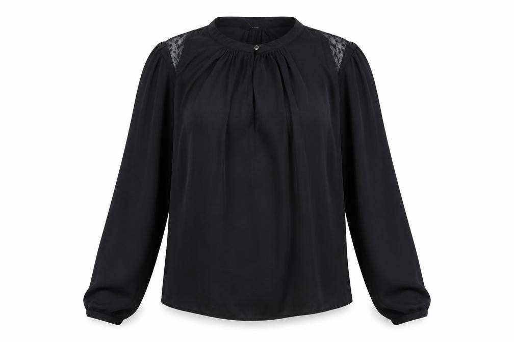 Womens UK Size L Preworn Black Basic Blouse