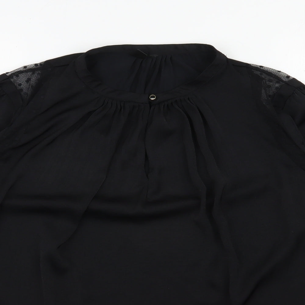 Womens UK Size L Preworn Black Basic Blouse