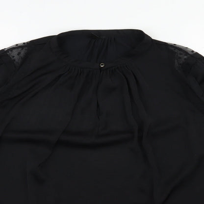 Womens UK Size L Preworn Black Basic Blouse