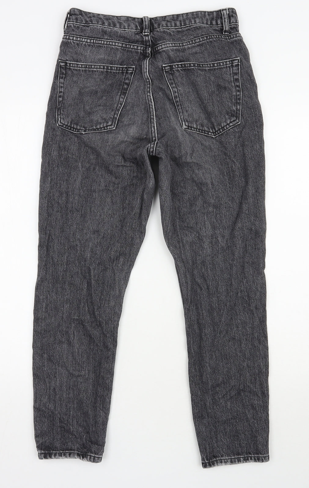 Topshop Womens Black  Cotton Mom Jeans Size 28 in L30 in Regular Zip