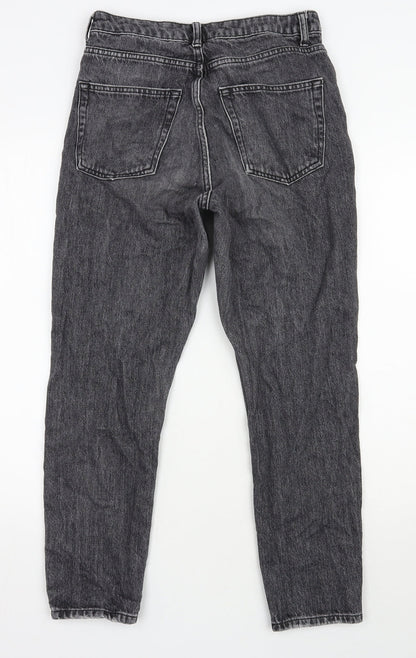 Topshop Womens Black  Cotton Mom Jeans Size 28 in L30 in Regular Zip