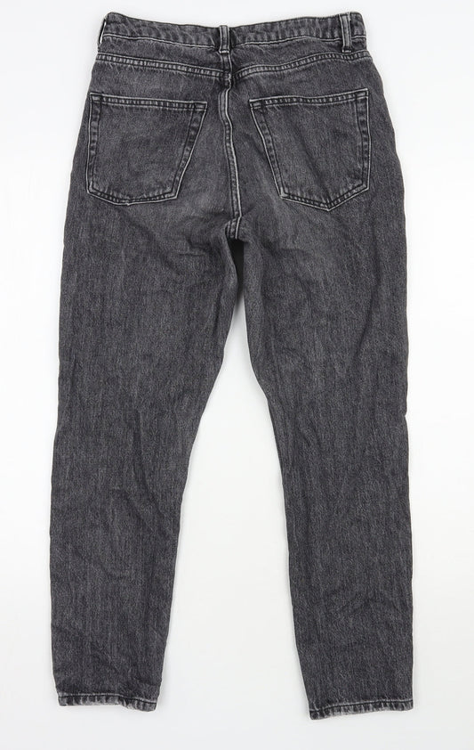 Topshop Womens Black  Cotton Mom Jeans Size 28 in L30 in Regular Zip