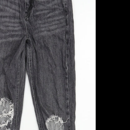 Topshop Womens Black  Cotton Mom Jeans Size 28 in L30 in Regular Zip