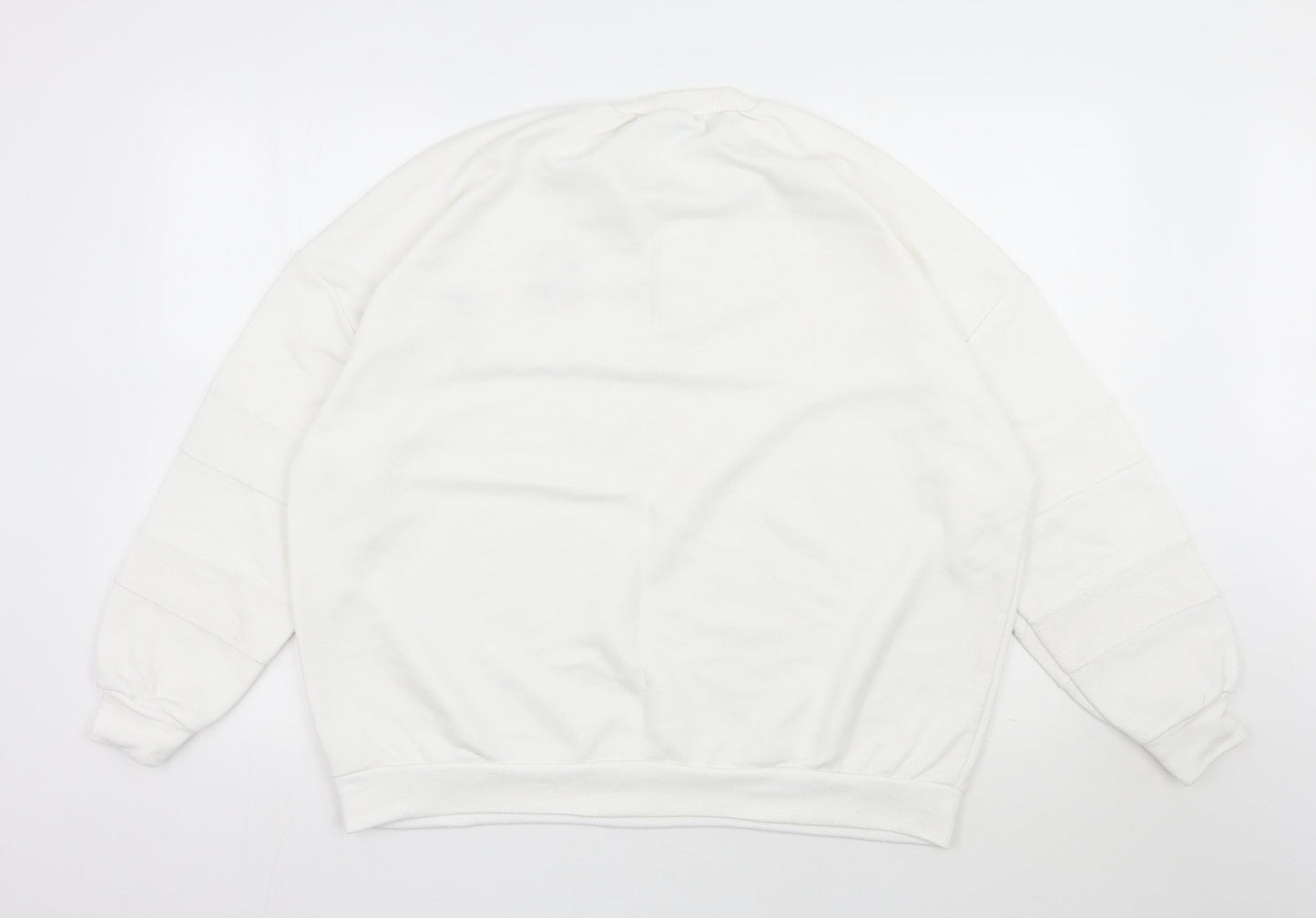 Suffle Womens White  Polyester Pullover Sweatshirt Size L  Pullover