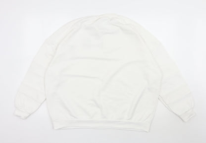 Suffle Womens White  Polyester Pullover Sweatshirt Size L  Pullover