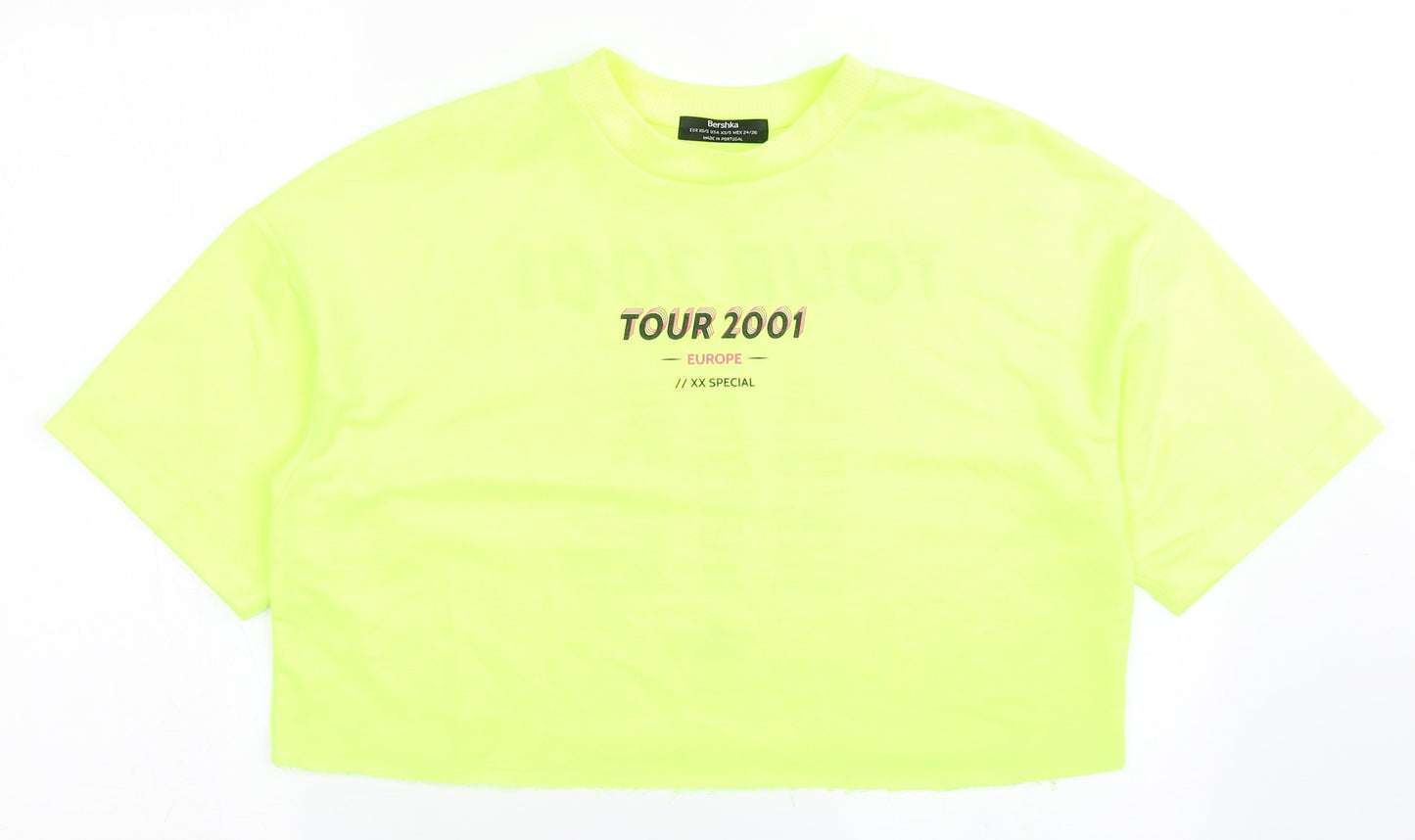 Bershka Womens Yellow  Polyester Pullover Sweatshirt Size S  Pullover - Cropped