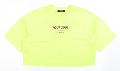 Bershka Womens Yellow  Polyester Pullover Sweatshirt Size S  Pullover - Cropped