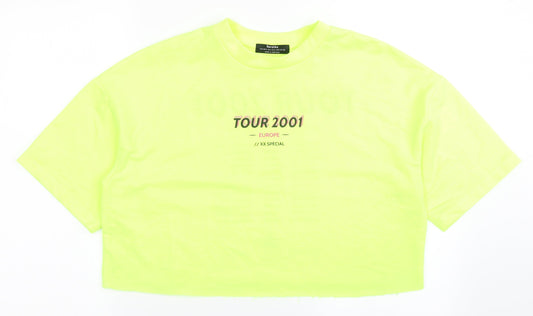 Bershka Womens Yellow  Polyester Pullover Sweatshirt Size S  Pullover - Cropped