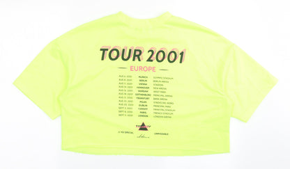 Bershka Womens Yellow  Polyester Pullover Sweatshirt Size S  Pullover - Cropped