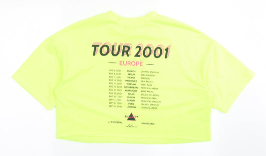 Bershka Womens Yellow  Polyester Pullover Sweatshirt Size S  Pullover - Cropped