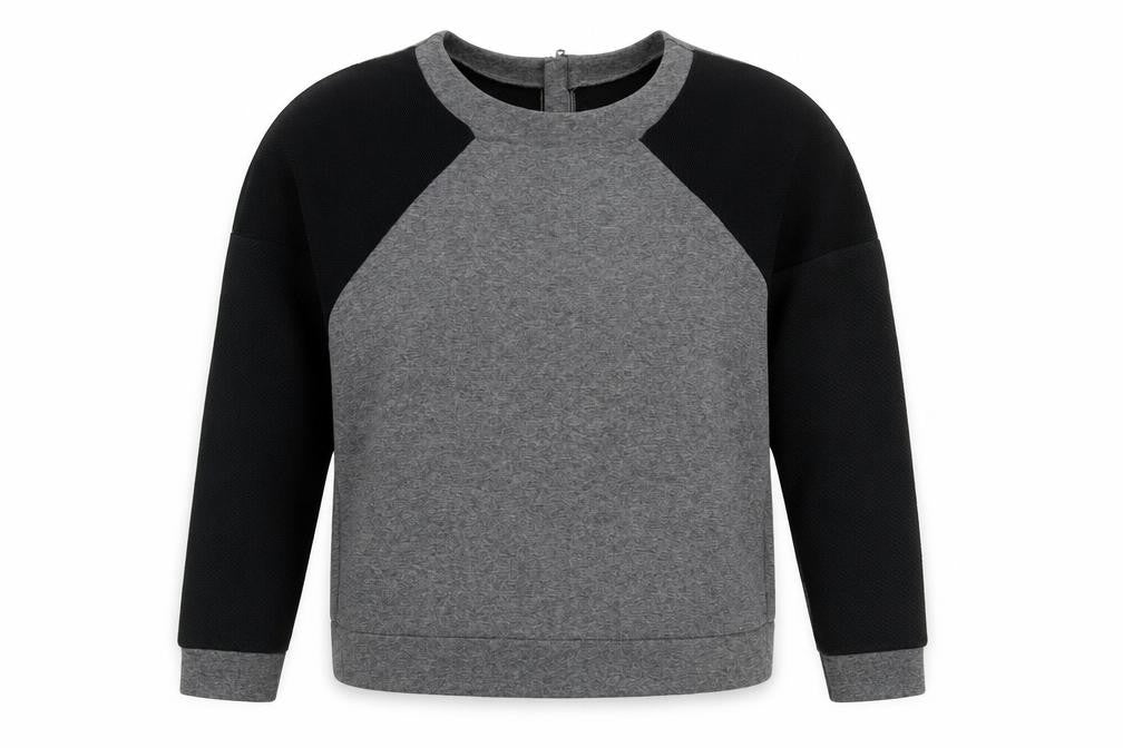 Front view of United Colors of Benetton women’s grey polyester pullover sweatshirt, size S, pullover