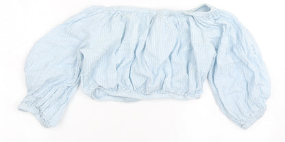 Womens UK Size M South Beach Blue Cropped Blouse