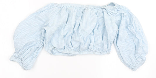 Womens UK Size M South Beach Blue Cropped Blouse
